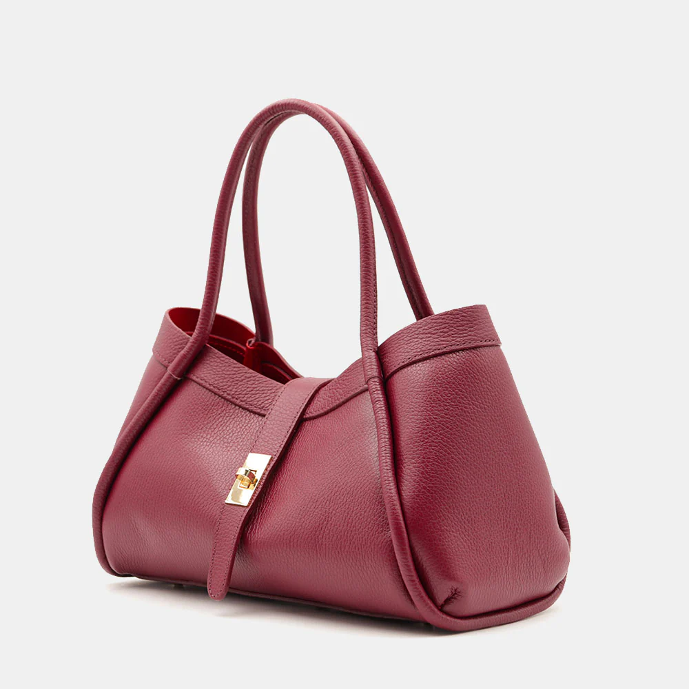 Borsa Donna a Mano VIAVERDI in Pelle Bordeaux Made in Italy linea Cortona - Image 3