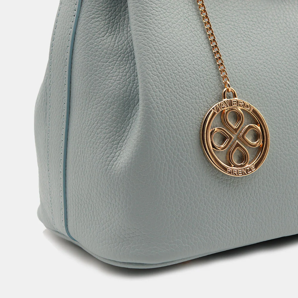 Borsa Donna a Mano VIAVERDI in Pelle Celeste Avio Made in Italy linea Artimino - Image 10