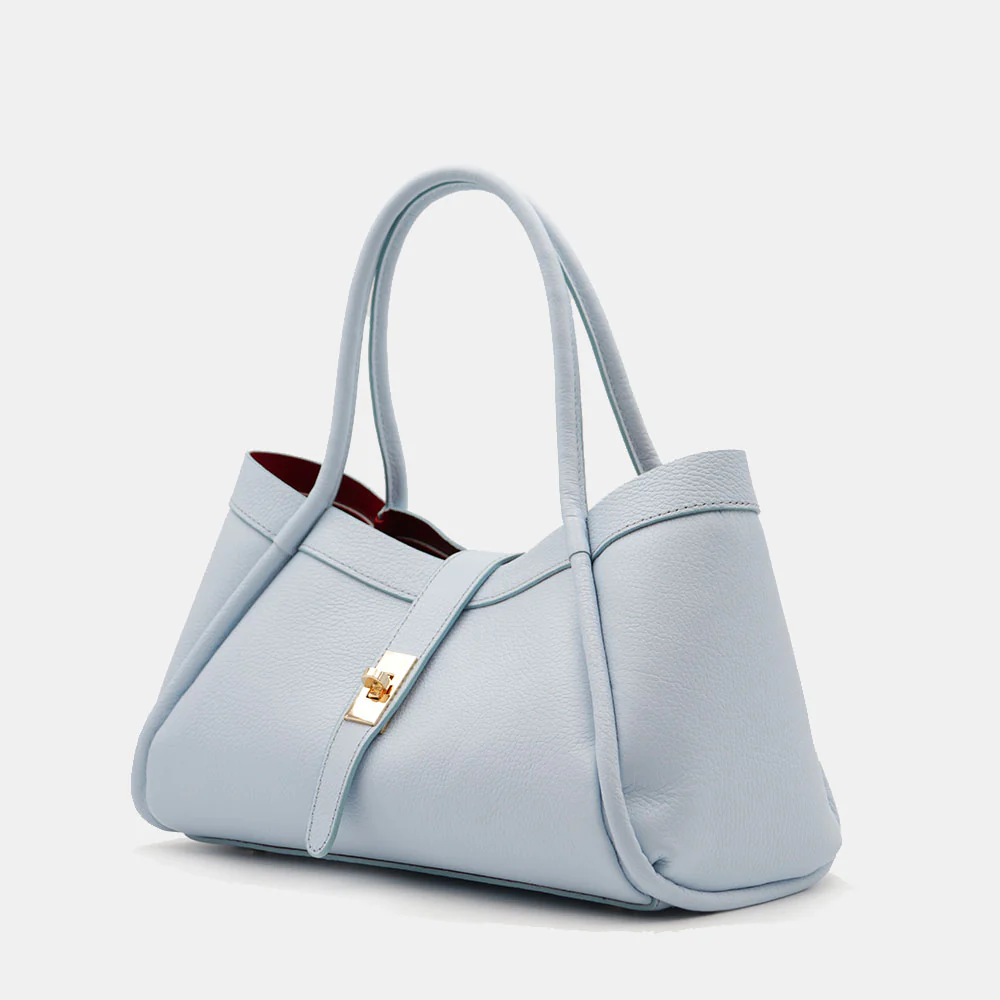 Borsa Donna a Mano VIAVERDI in Pelle Celeste Made in Italy linea Cortona - Image 3