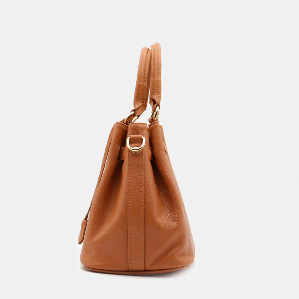 Borsa Donna a Mano VIAVERDI in Pelle color Cuoio Made in Italy linea Artimino - Image 6