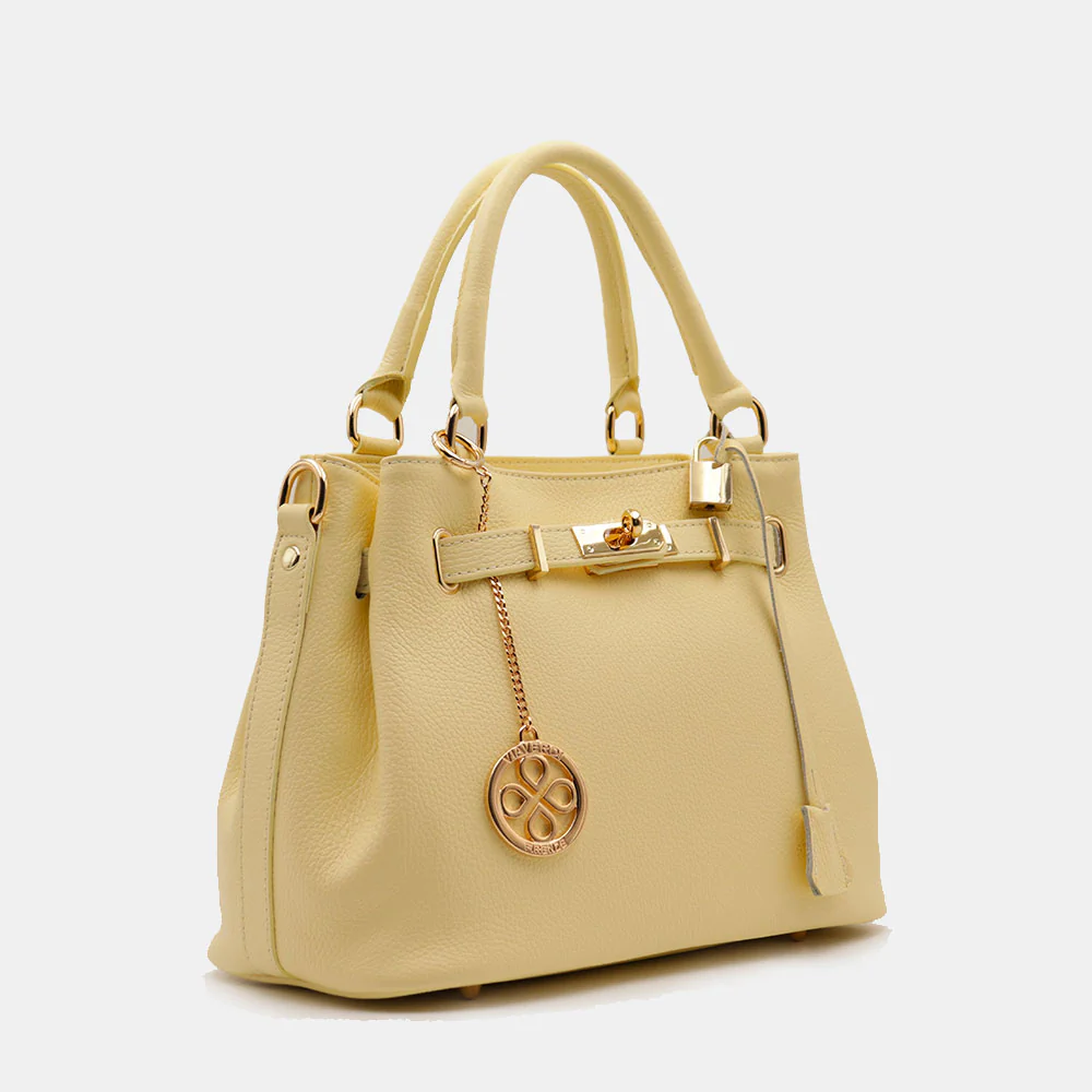 Borsa Donna a Mano VIAVERDI in Pelle Gialla Made in Italy linea Artimino - Image 5