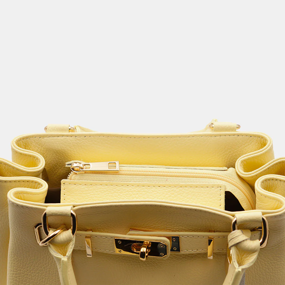Borsa Donna a Mano VIAVERDI in Pelle Gialla Made in Italy linea Artimino - Image 8