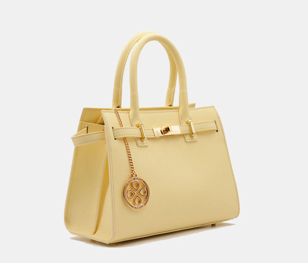 Borsa Donna a Mano VIAVERDI in Pelle Gialla Made in Italy linea Artimino - Image 4