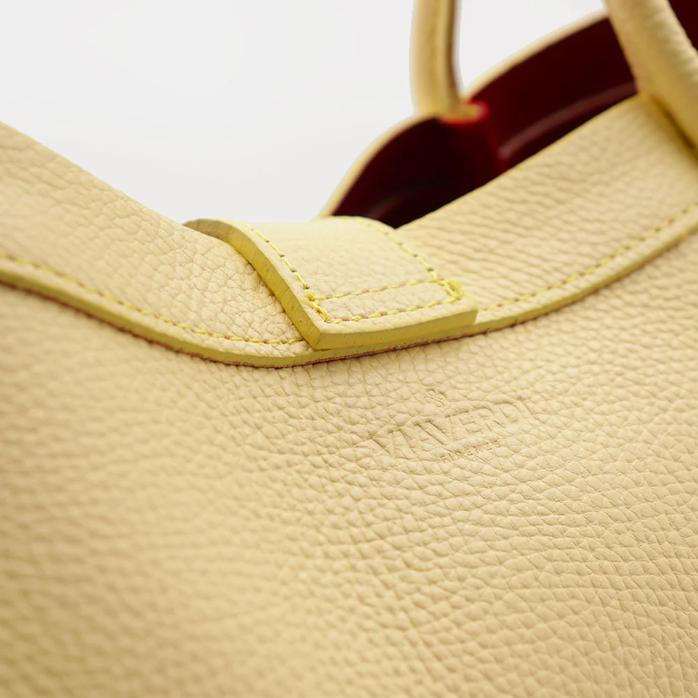 Borsa Donna a Mano VIAVERDI in Pelle Gialla Made in Italy linea Cortona - Image 9