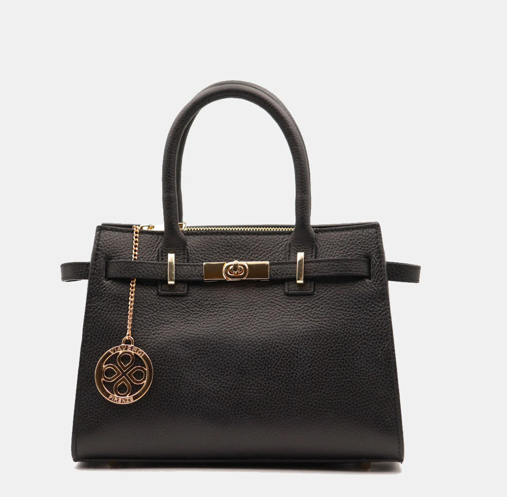 Borsa Donna a Mano VIAVERDI in Pelle Nera Made in Italy linea Artimino