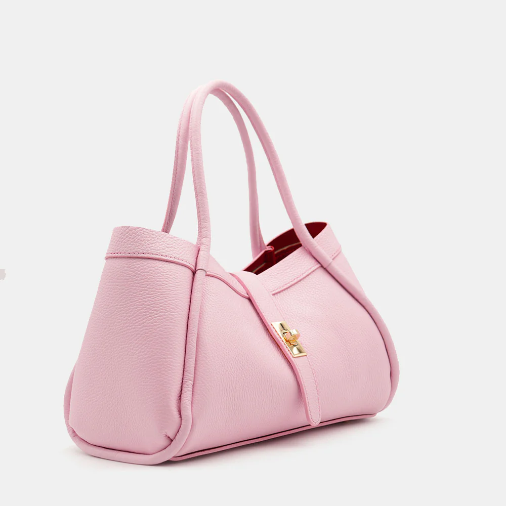 Borsa Donna a Mano VIAVERDI in Pelle Rosa Made in Italy linea Cortona - Image 4