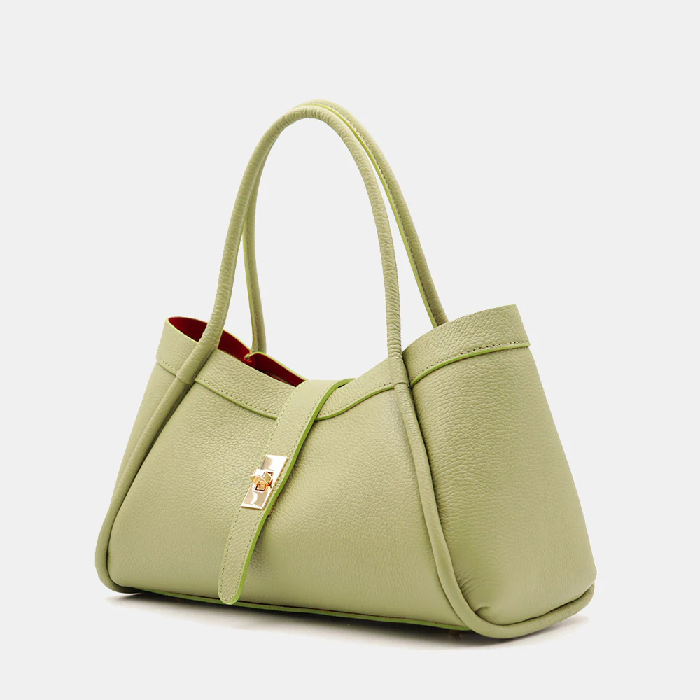 Borsa Donna a Mano VIAVERDI in Pelle Verde Made in Italy linea Cortona - Image 3