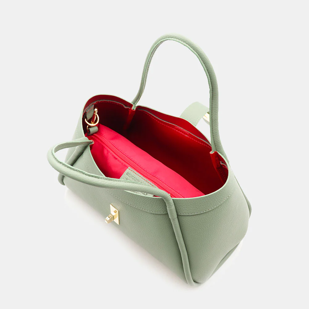 Borsa Donna a Mano VIAVERDI in Pelle Verde Menta Made in Italy linea Cortona - Image 9