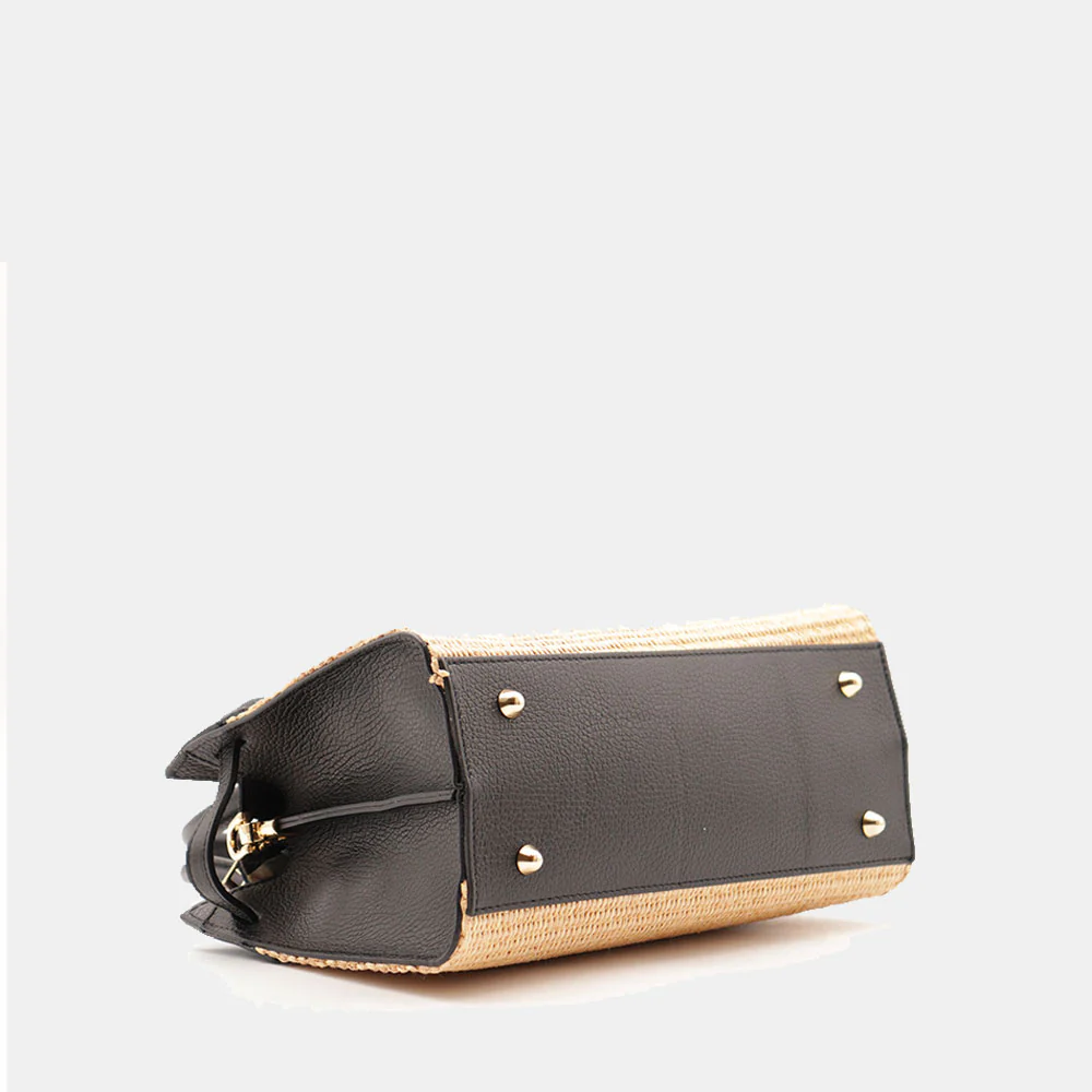 Borsa Donna a Mano VIAVERDI in Rafia e Pelle Nera Made in Italy linea Artimino - Image 11