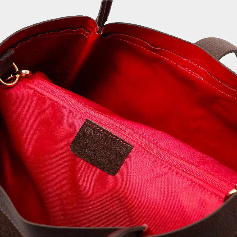 Borsa Donna a Spalla VIAVERDI in Camoscio e Pelle Testa di Moro Made in Italy linea Cortona - Image 10