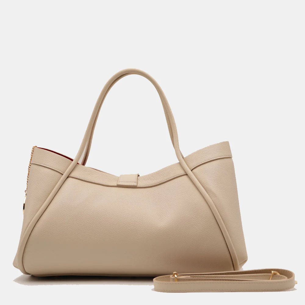 Borsa Donna a Spalla VIAVERDI in Pelle Beige Chiaro Made in Italy linea Cortona - Image 6