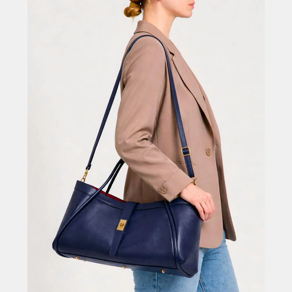 Borsa Donna a Spalla VIAVERDI in Pelle Blu Made in Italy linea Cortona - Image 10