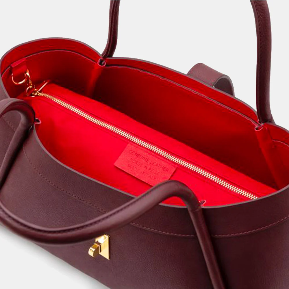 Borsa Donna a Spalla VIAVERDI in Pelle Bordeaux Made in Italy linea Cortona - Image 5