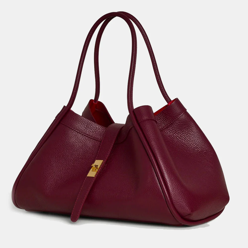 Borsa Donna a Spalla VIAVERDI in Pelle Bordeaux Made in Italy linea Cortona - Image 9