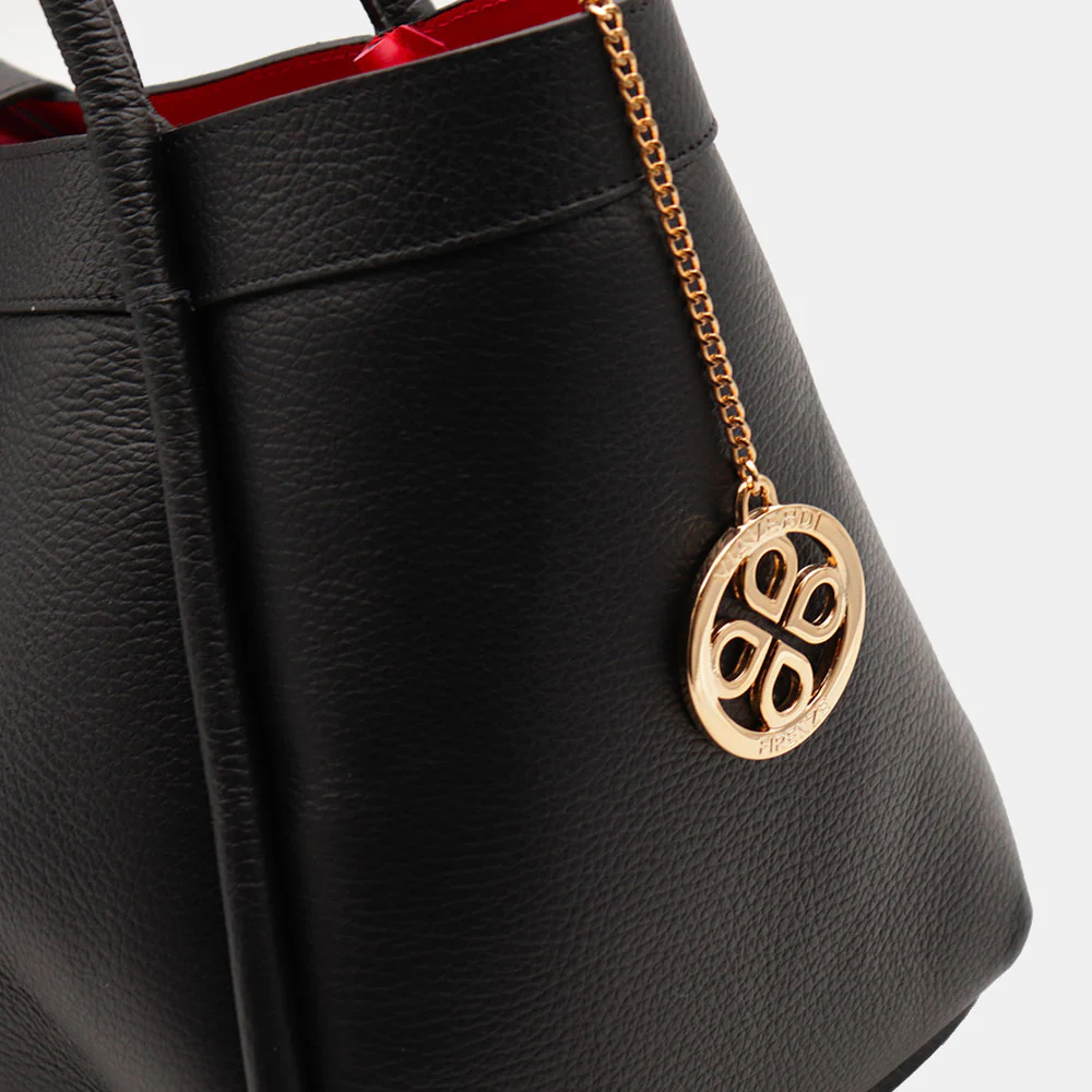 Borsa Donna a Spalla VIAVERDI in Pelle Nera Made in Italy linea Cortona - Image 11