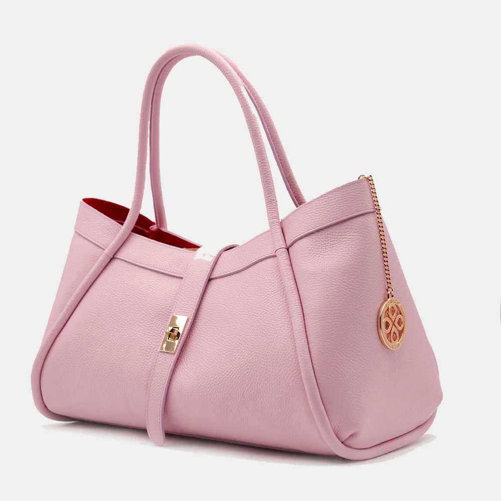 Borsa Donna a Spalla VIAVERDI in Pelle Rosa Made in Italy linea Cortona - Image 3