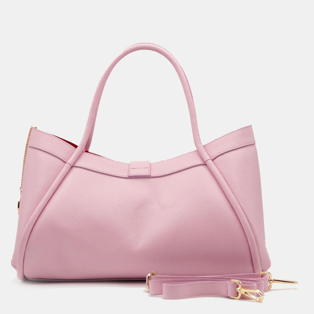 Borsa Donna a Spalla VIAVERDI in Pelle Rosa Made in Italy linea Cortona - Image 5