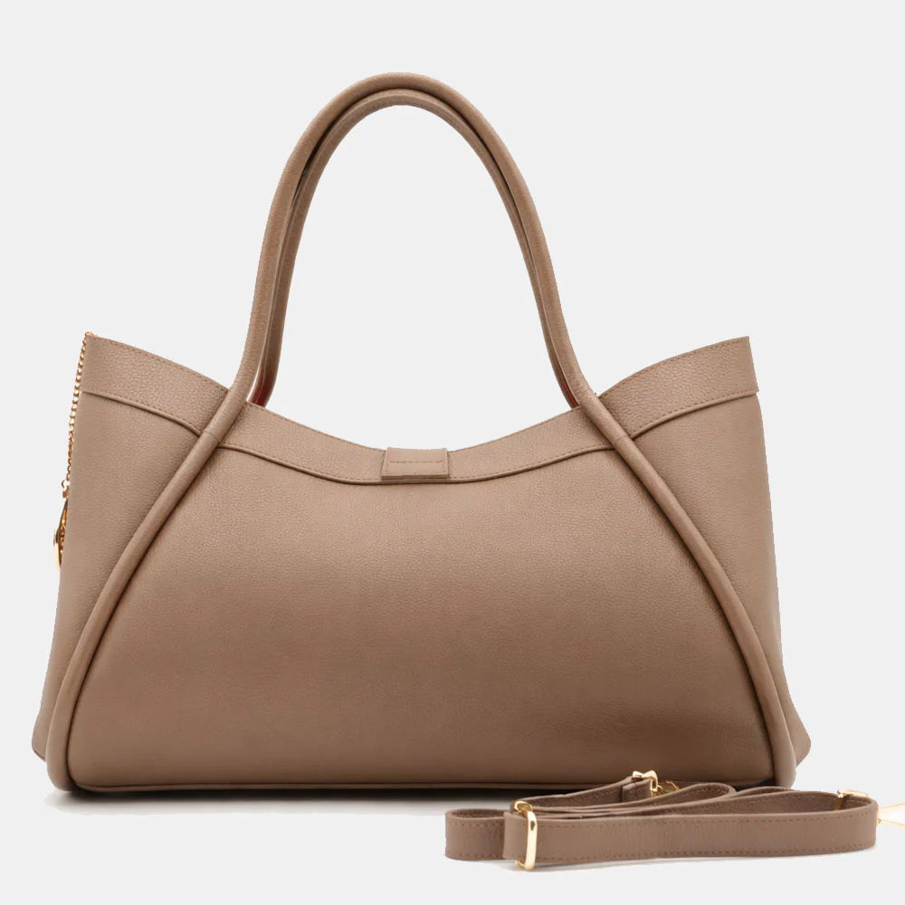 Borsa Donna a Spalla VIAVERDI in Pelle Taupe Chiaro Made in Italy linea Cortona - Image 6