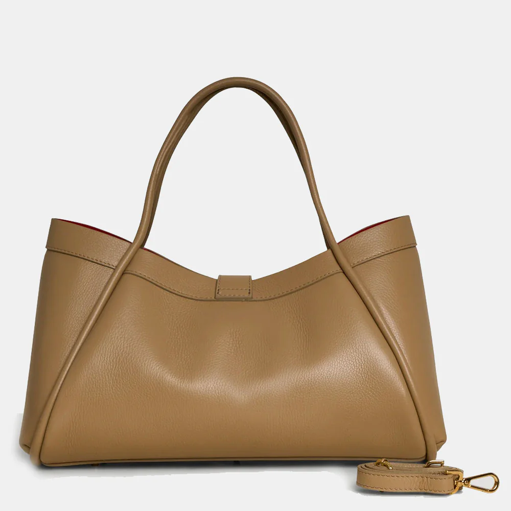 Borsa Donna a Spalla VIAVERDI in Pelle Taupe Made in Italy linea Cortona - Image 6