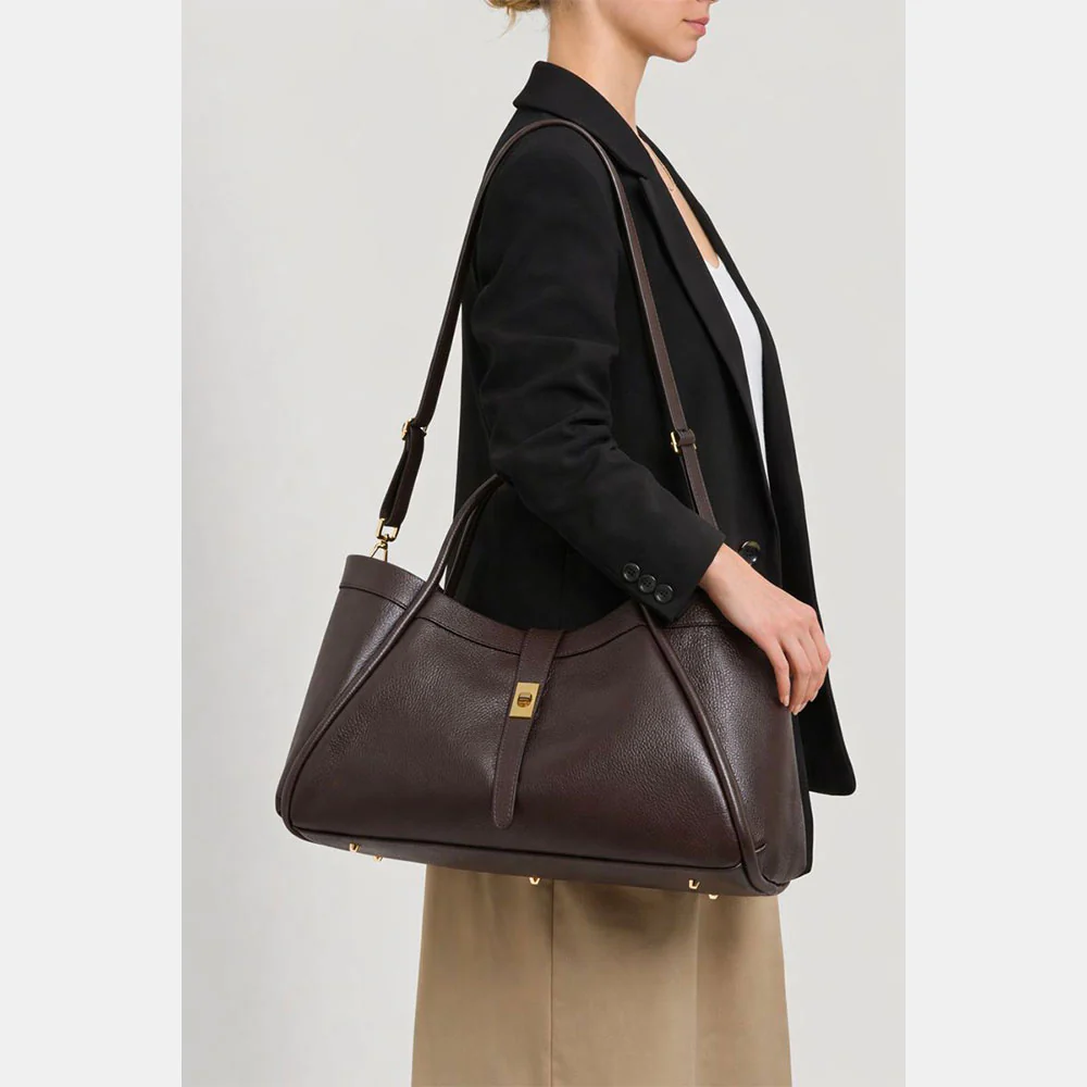 Borsa Donna a Spalla VIAVERDI in Pelle Testa di Moro Made in Italy linea Cortona - Image 3