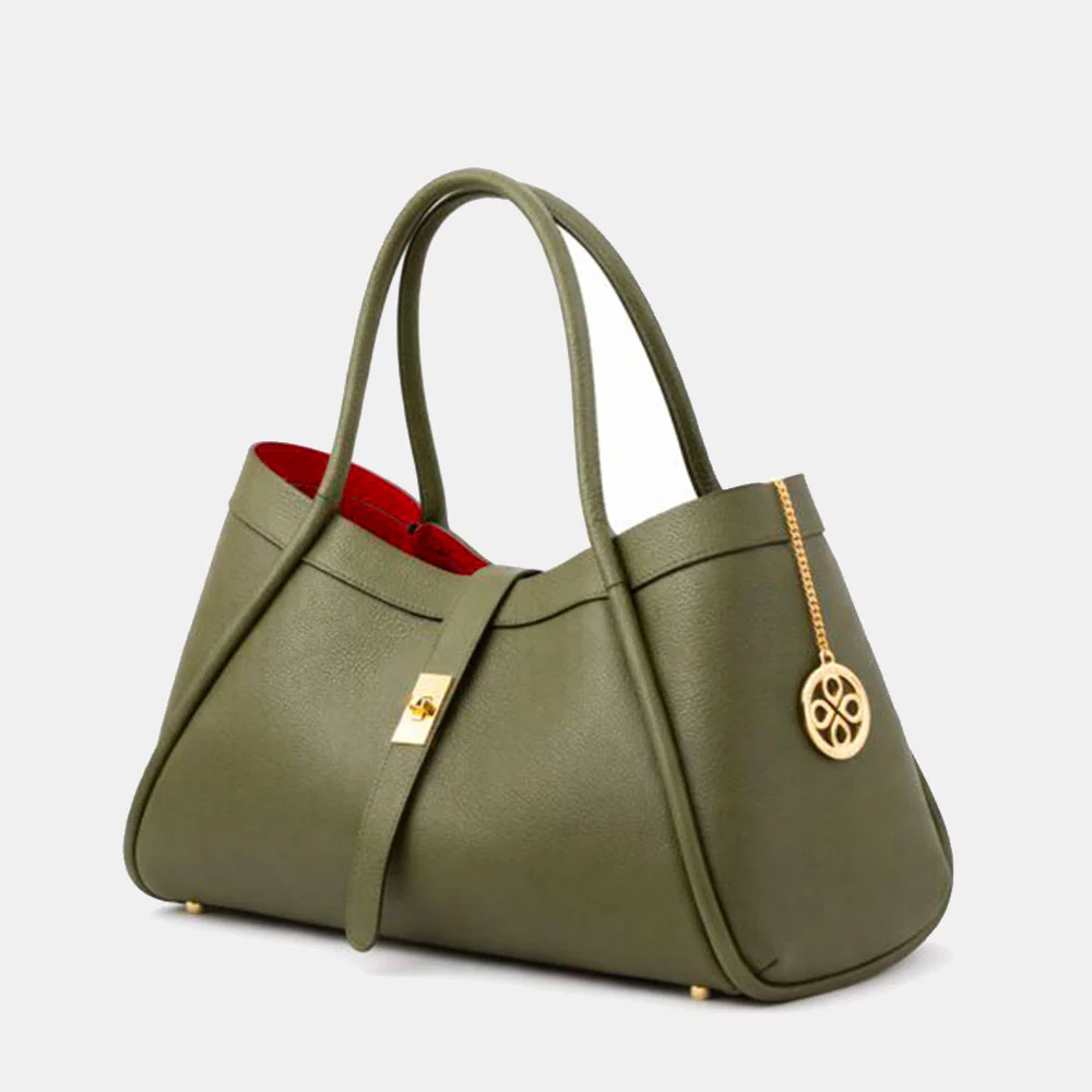 Borsa Donna a Spalla VIAVERDI in Pelle Verde Made in Italy linea Cortona - Image 3
