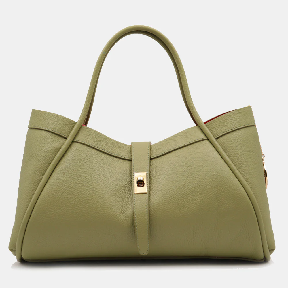Borsa Donna a Spalla VIAVERDI in Pelle Verde Salvia Made in Italy linea Cortona