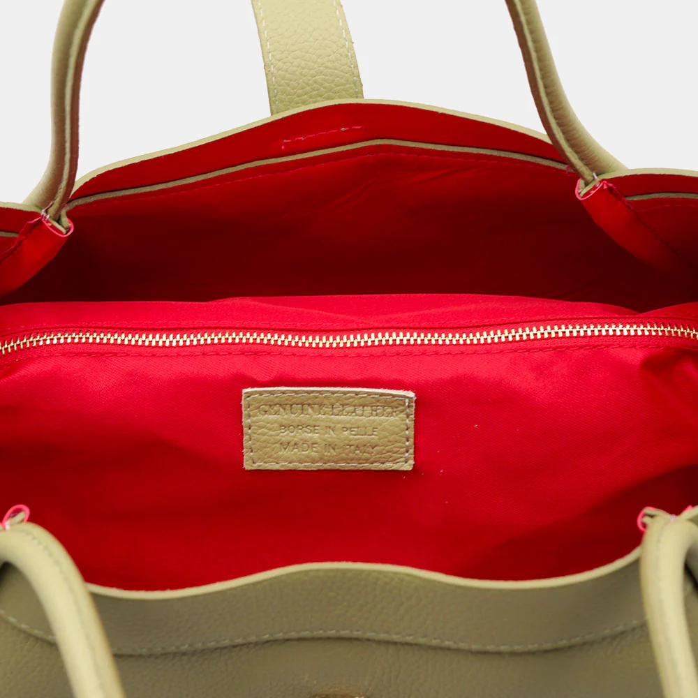 Borsa Donna a Spalla VIAVERDI in Pelle Verde Salvia Made in Italy linea Cortona - Image 10