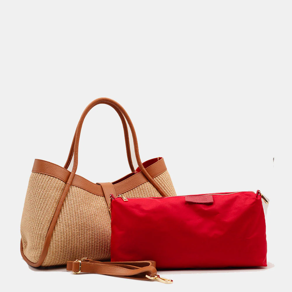 Borsa Donna a Spalla VIAVERDI in Rafia e Pelle Marrone Made in Italy linea Cortona - Image 17