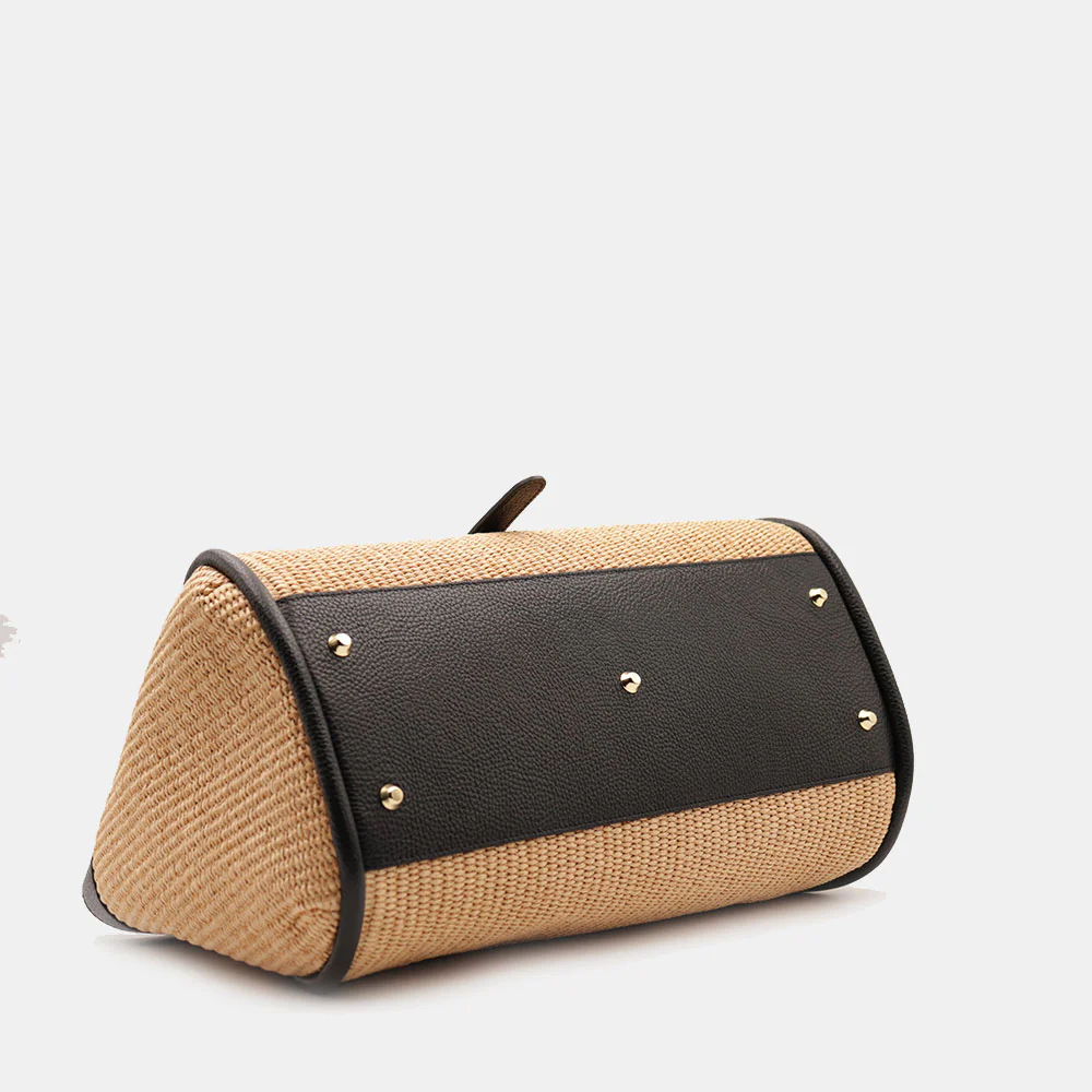 Borsa Donna a Spalla VIAVERDI in Rafia e Pelle Nera Made in Italy linea Cortona - Image 11