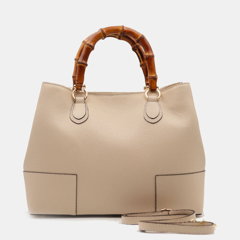 Borsa Grande a Mano VIAVERDI in Pelle Beige Chiaro Made in Italy linea Volterra - Image 6