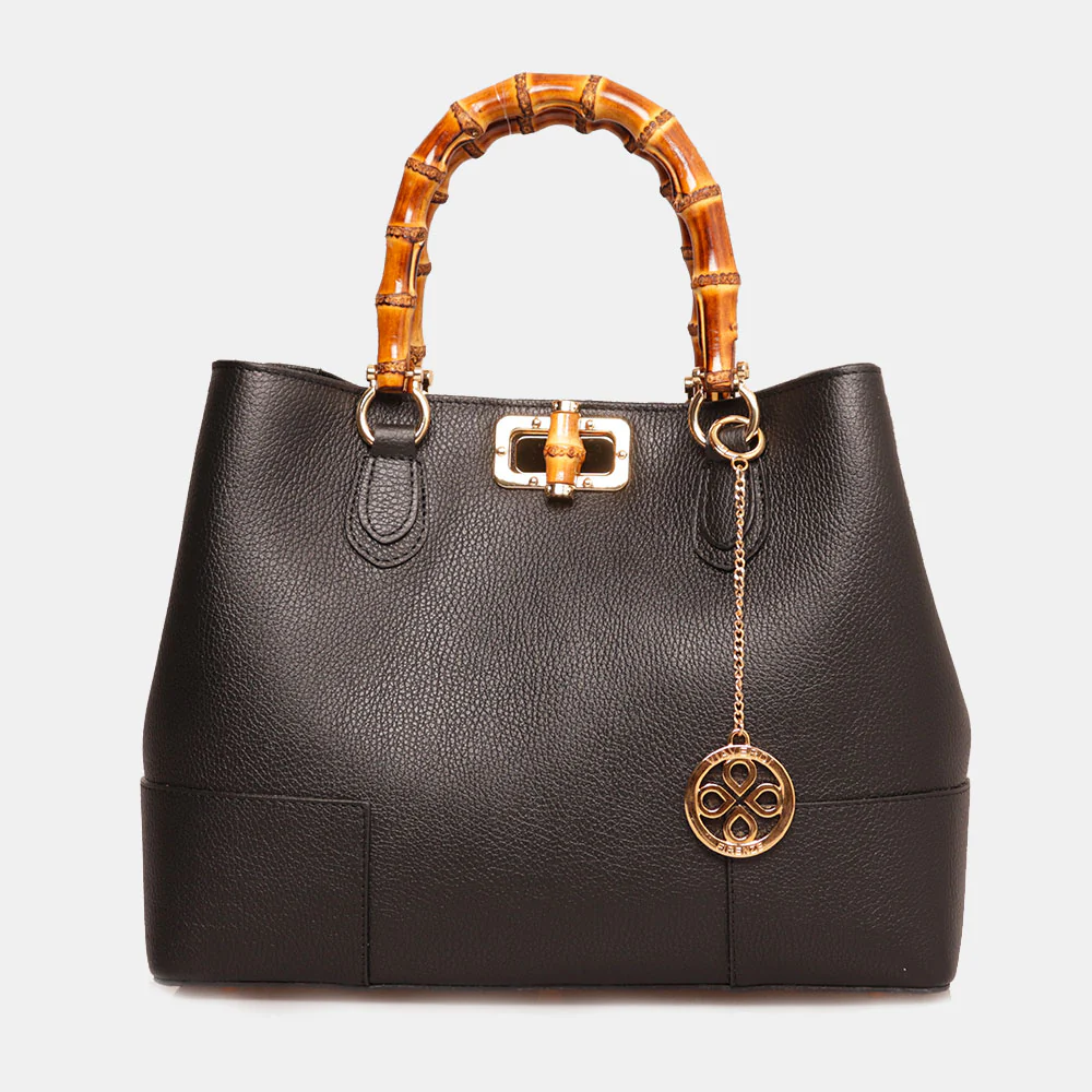 Borsa Grande VIAVERDI in Pelle Nera Made in Italy linea Volterra