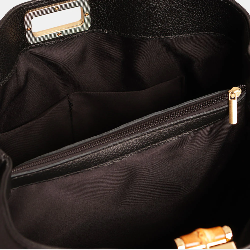 Borsa Grande VIAVERDI in Pelle Nera Made in Italy linea Volterra - Image 8