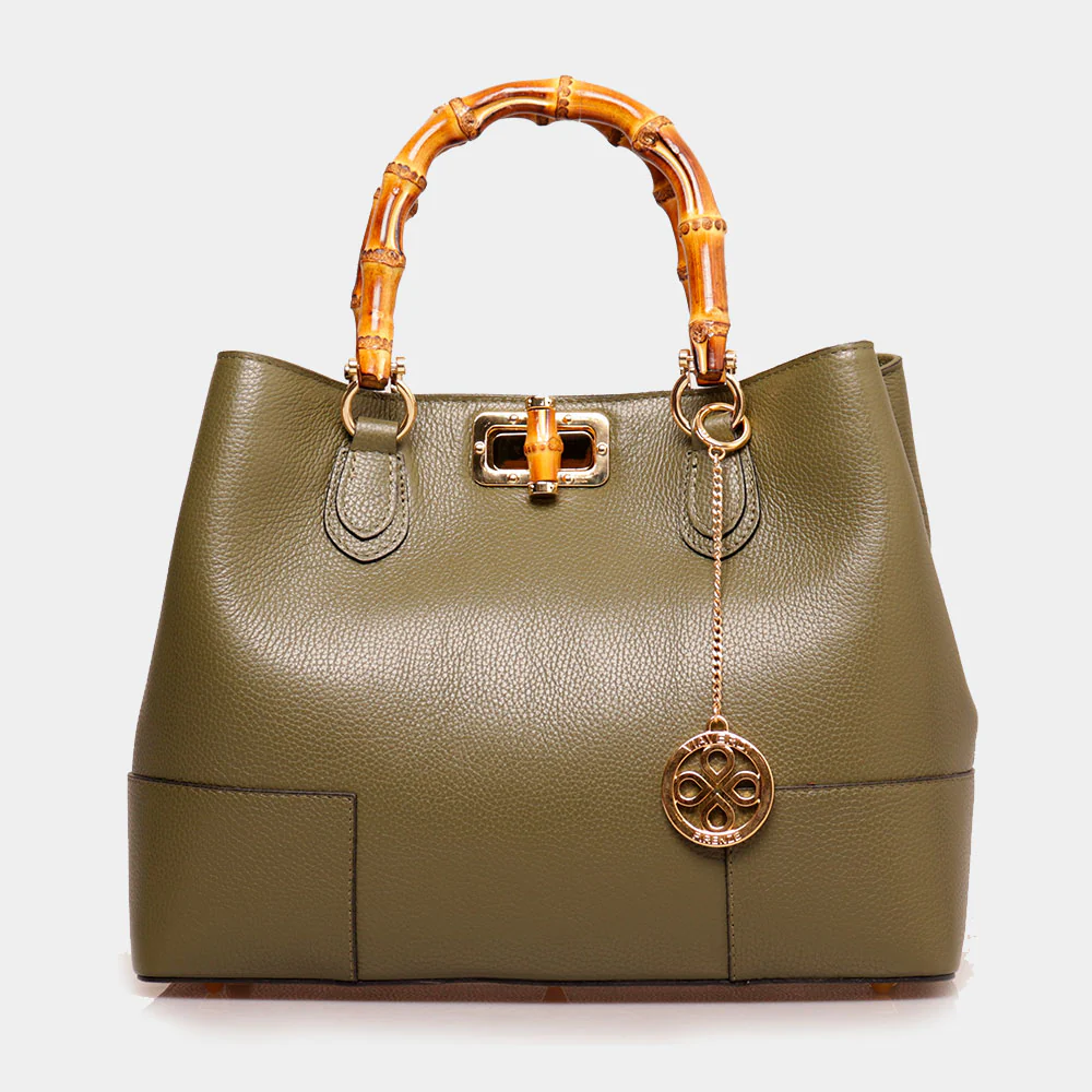 Borsa Grande VIAVERDI in Pelle Verde Made in Italy linea Volterra