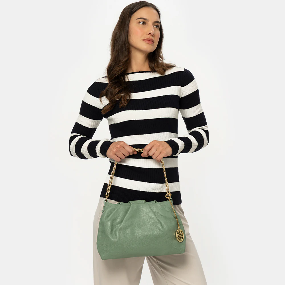 Borsa Hobo a Spalla con Catena VIAVERDI in Pelle Avio Made in Italy linea Monteriggioni - Image 2