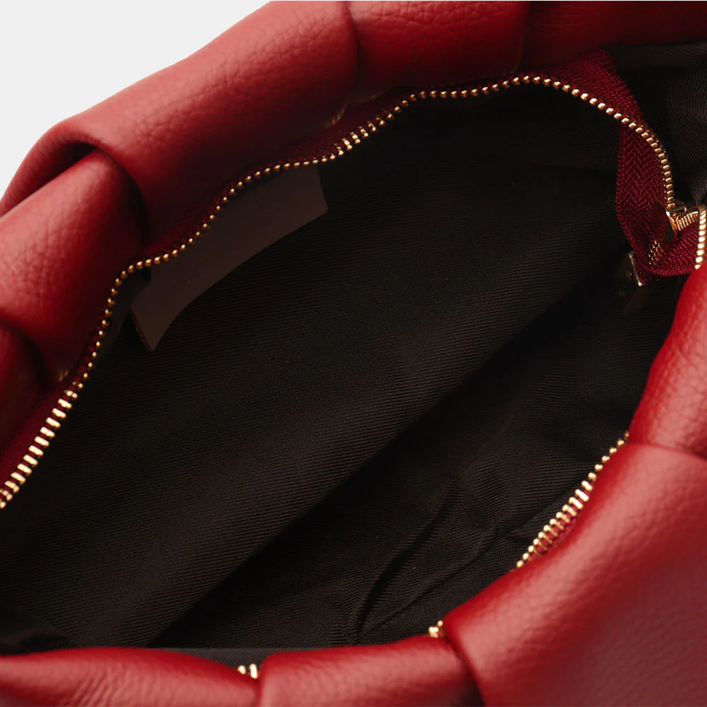 Borsa Hobo a Spalla con Catena VIAVERDI in Pelle Bordeaux Made in Italy linea Monteriggioni - Image 7