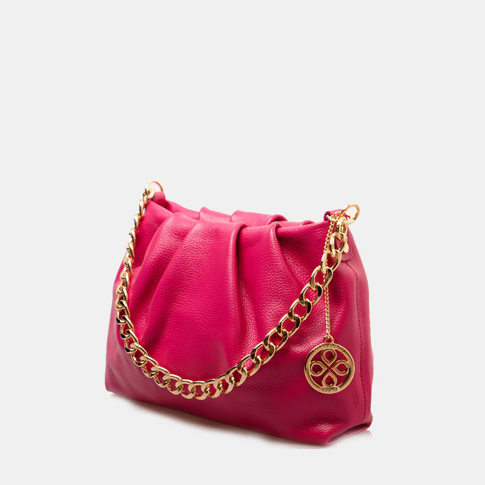 Borsa Hobo a Spalla con Catena VIAVERDI in Pelle Fucsia Made in Italy linea Monteriggioni - Image 3