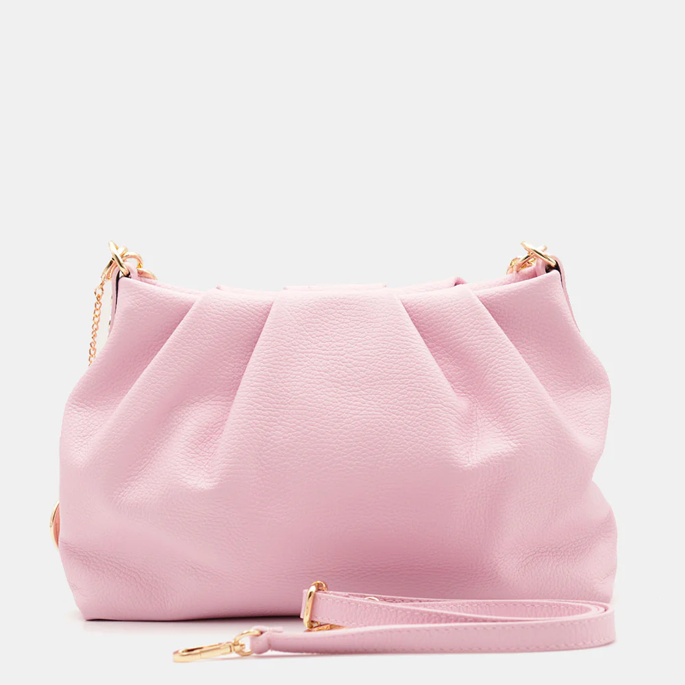 Borsa Hobo a Spalla con Catena VIAVERDI in Pelle Rosa Made in Italy linea Monteriggioni - Image 7