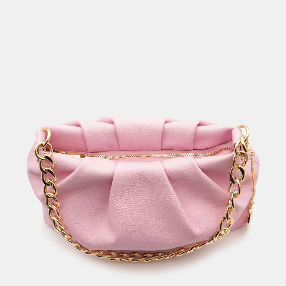 Borsa Hobo a Spalla con Catena VIAVERDI in Pelle Rosa Made in Italy linea Monteriggioni - Image 8