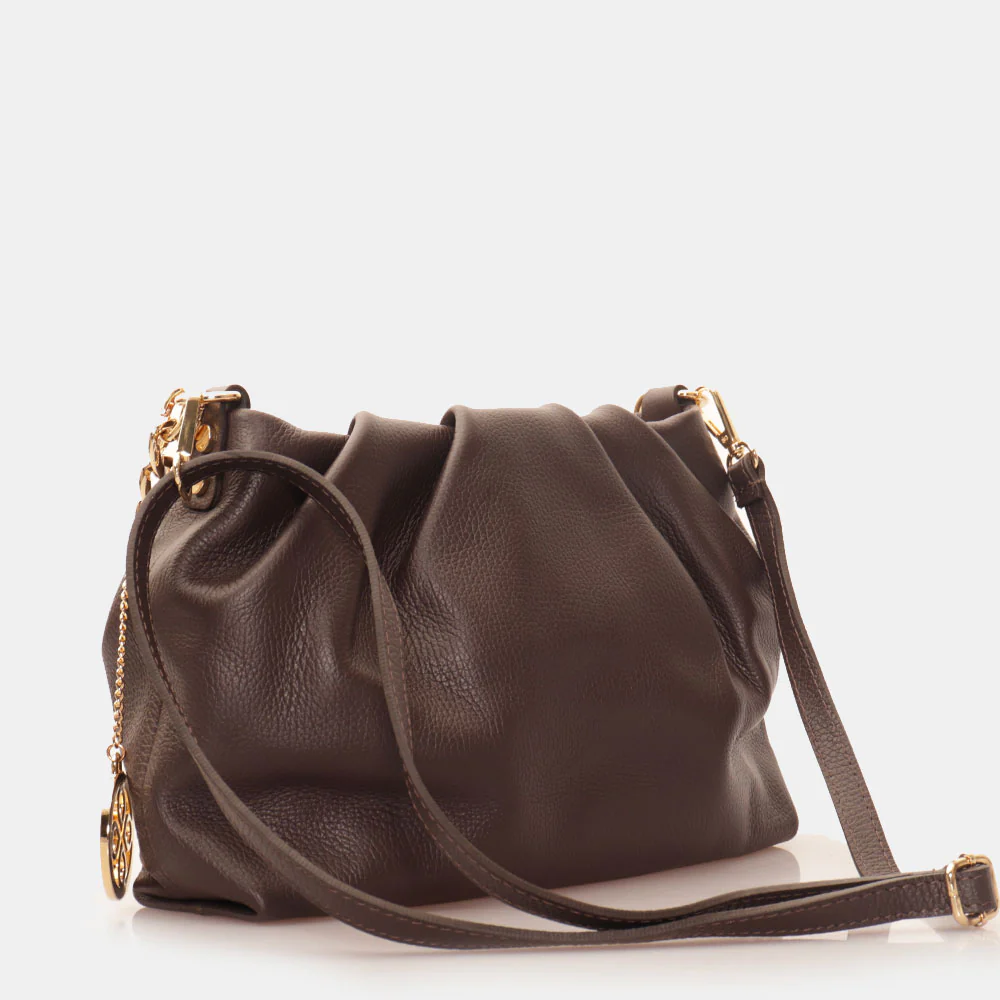 Borsa Hobo a Spalla con Catena VIAVERDI in Pelle Testa di Moro Made in Italy linea Monteriggioni - Image 4