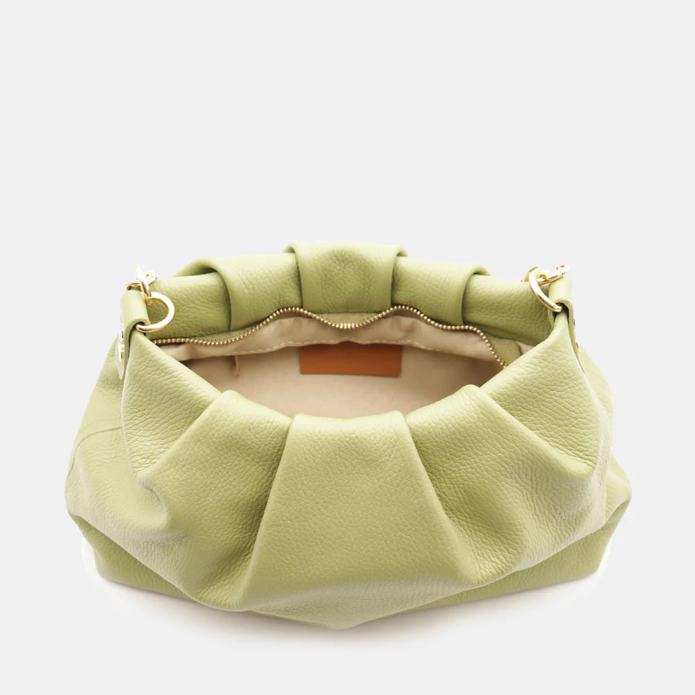 Borsa Hobo a Spalla con Catena VIAVERDI in Pelle Verde Made in Italy linea Monteriggioni - Image 7