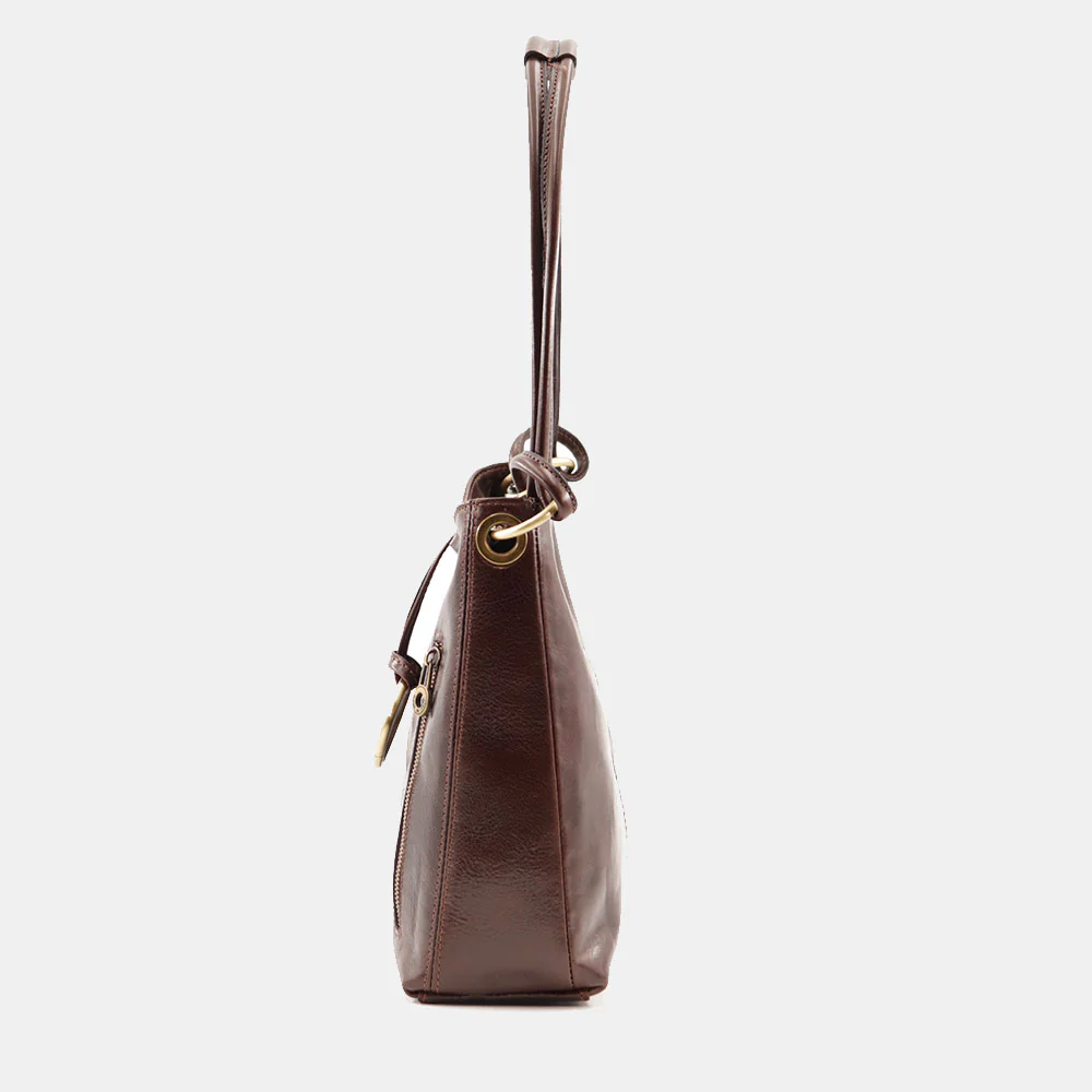 Borsa Hobo a Spalla VIAVERDI in Pelle Marrone Testa Moro Made in Italy linea Firenze - Image 5