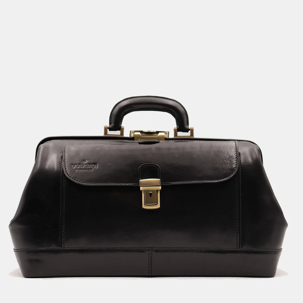 Borsa Medico Classica in Pelle Nera VIAVERDI Made in Italy linea Firenze