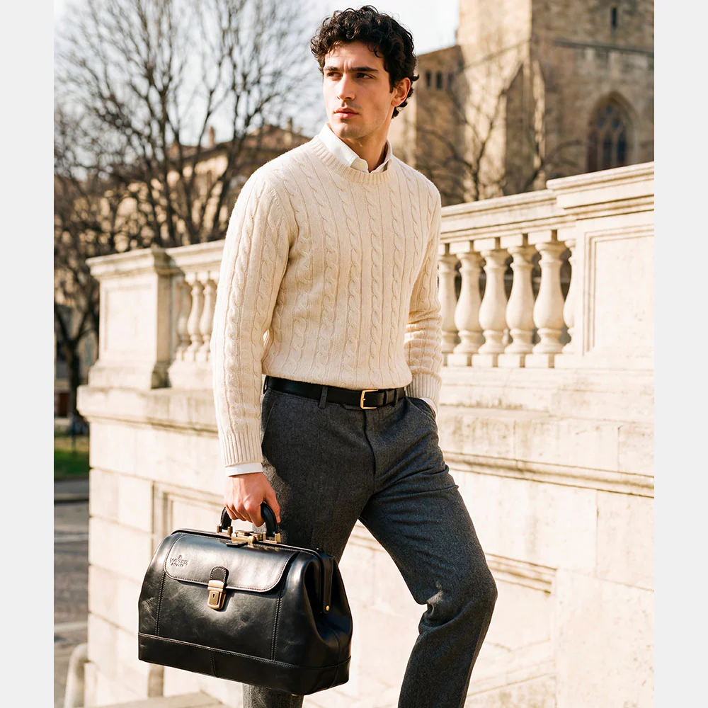 Borsa Medico Classica in Pelle Nera VIAVERDI Made in Italy linea Firenze - Image 2