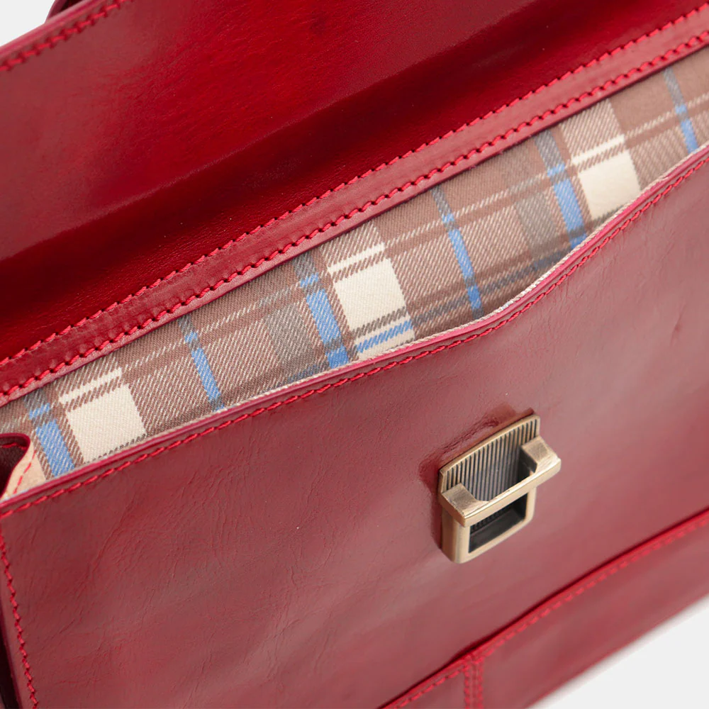Borsa Medico Classica in Pelle Rossa VIAVERDI Made in Italy linea Firenze - Image 12