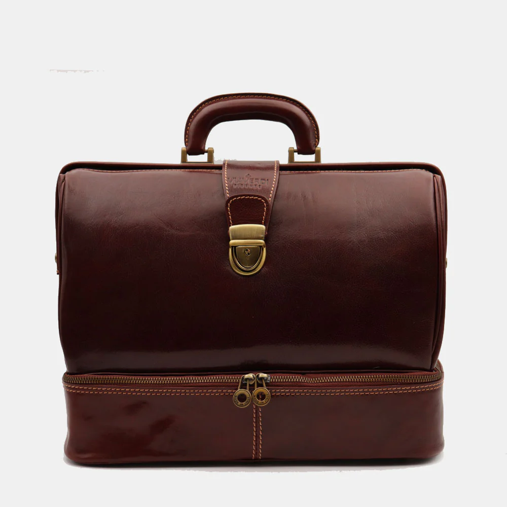 Borsa Medico in Pelle Marrone VIAVERDI Made in Italy linea Firenze
