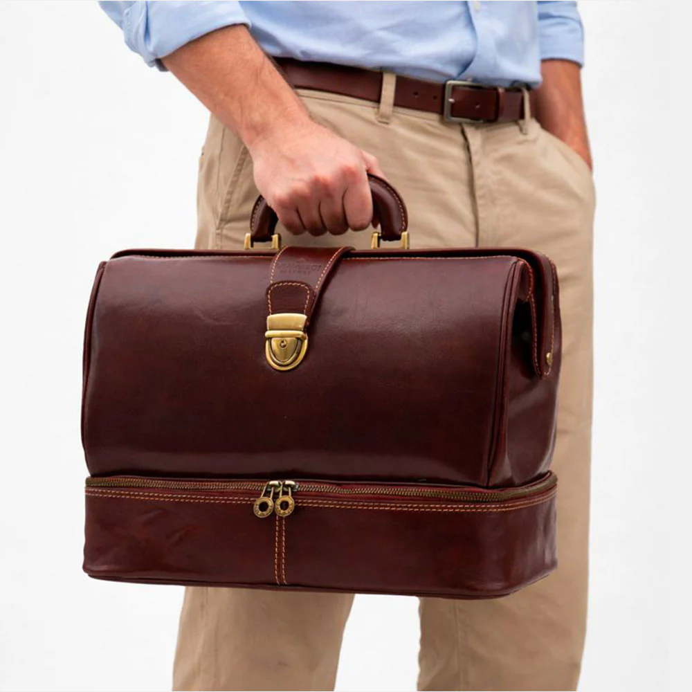 Borsa Medico in Pelle Marrone VIAVERDI Made in Italy linea Firenze - Image 2