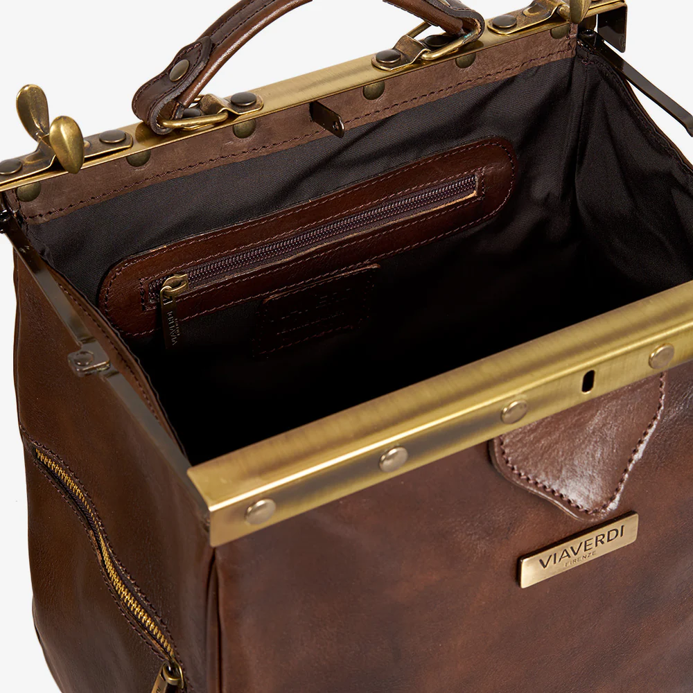 Borsa Medico Media in Pelle Testa di Moro VIAVERDI Made in Italy - Image 5