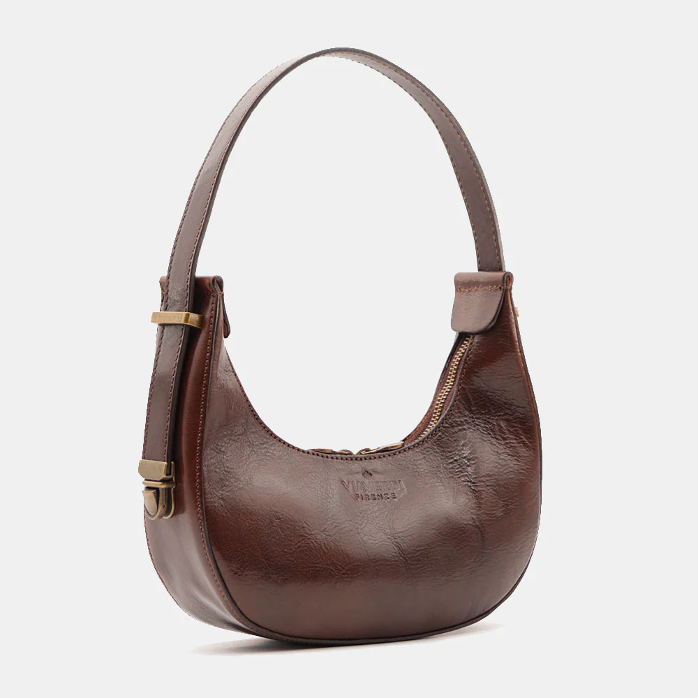 Borsa Piccola a Mano VIAVERDI in Pelle Testa di Moro Made in Italy linea Firenze