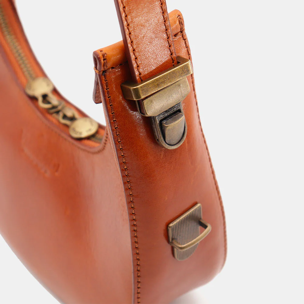 Borsa Piccola a Mano VIAVERDI in Pelle color Cuoio Made in Italy linea Firenze - Image 9