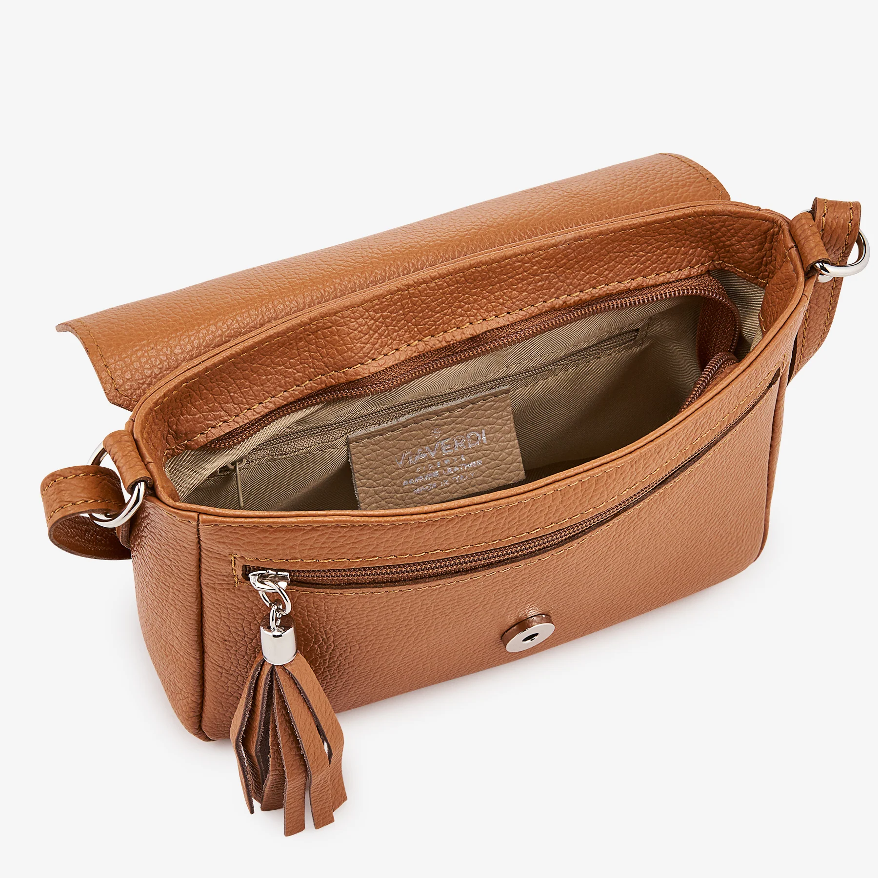 Borsa Piccola a Tracolla in Pelle color Cuoio VIAVERDI Made in Italy - Image 5